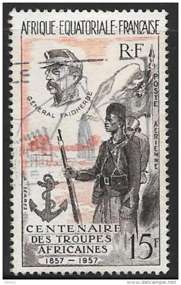 French Equatorial Africa Scott # C43 Used Fr. African Troops, 1957 - Usados