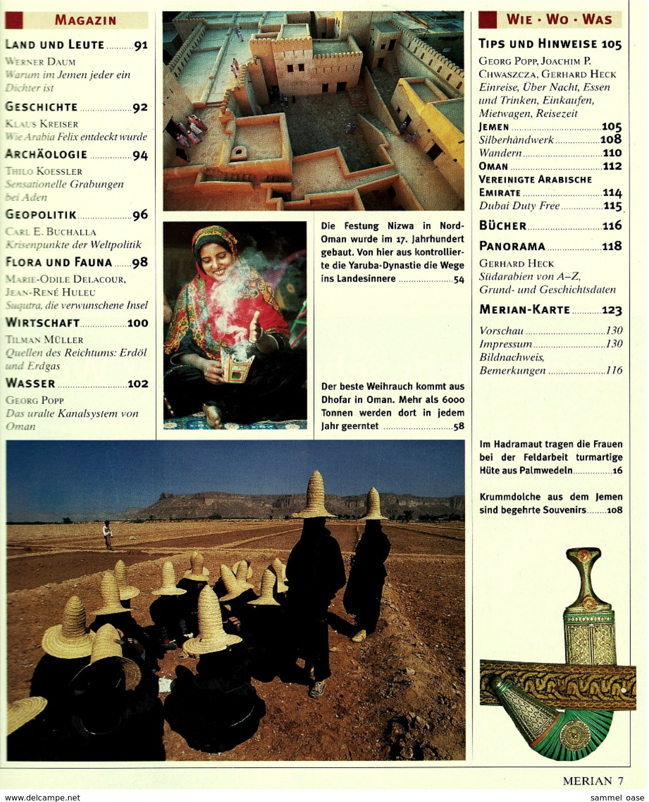 Merian Illustrierte  -  Jemen , Oman , V.A. Emirate , Viele Bilder 1996 - Voyage & Divertissement