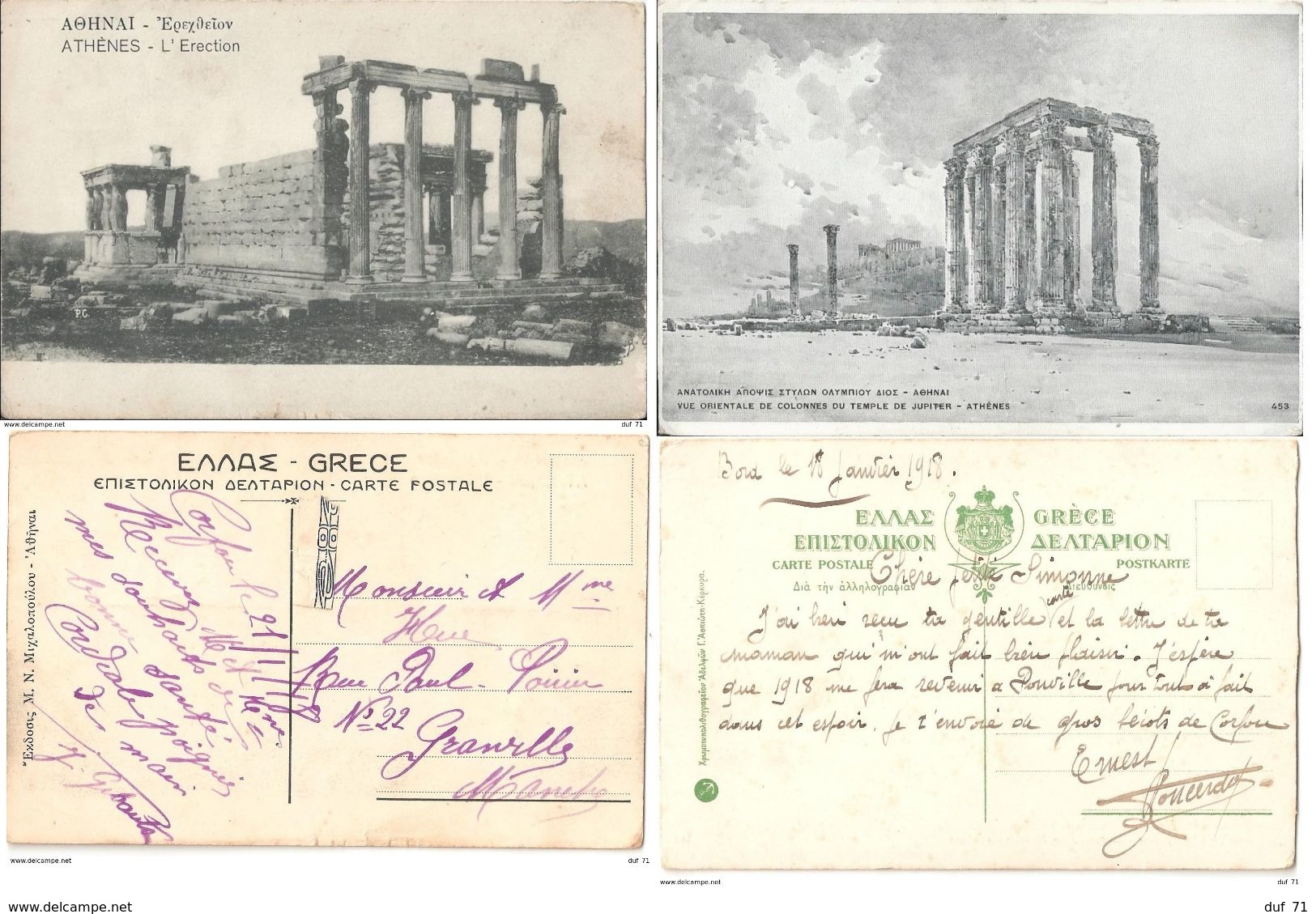 Lot De 2 CPA Athènes Grèce/Greece Armée D'orient WW1 Postcards - Grèce