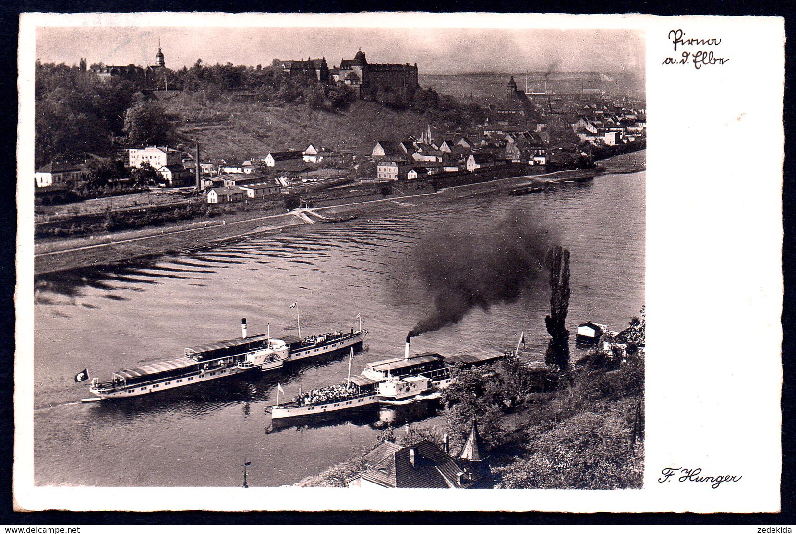 8728 - Alte Foto Ansichtskarte - Pirna - Elbeschifffahrt - Hunger - Luftaufnahme RLM - Gel 1949 - Pirna