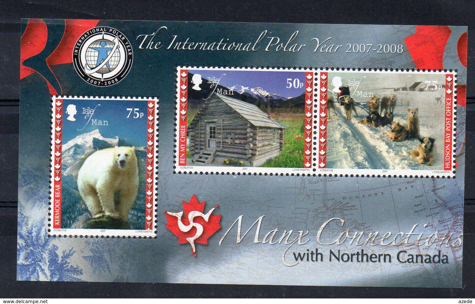 Tim279 Manx Connection With Northern Canada International Polar Year 2007 2008 Bear Ours Hudson Bay Post Office - Man (Ile De)