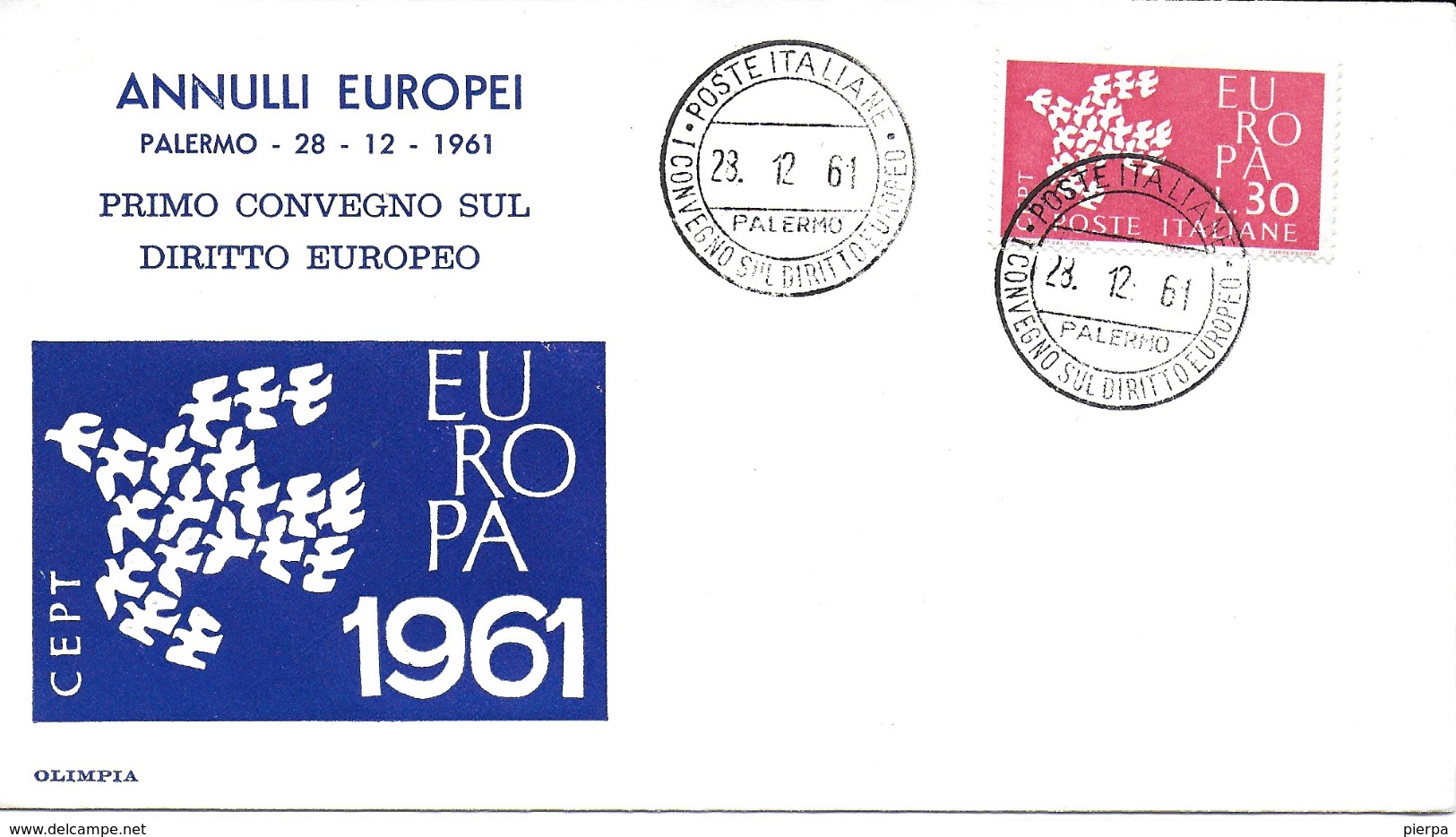 ANNULLO SPECIALE  CONVEGNO DIRITTO EUROPEO PALERMO 1961 - 1961-70: Storia Postale