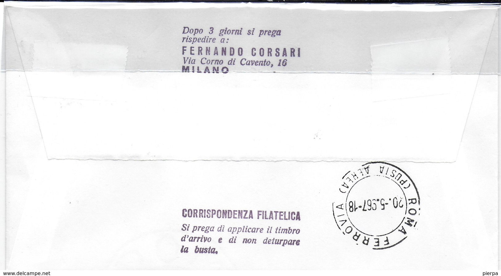 DISPACCIO AEREO SPECIALE 50* PRIMO VOLO TORINO-ROMA 1967 - 1961-70: Storia Postale