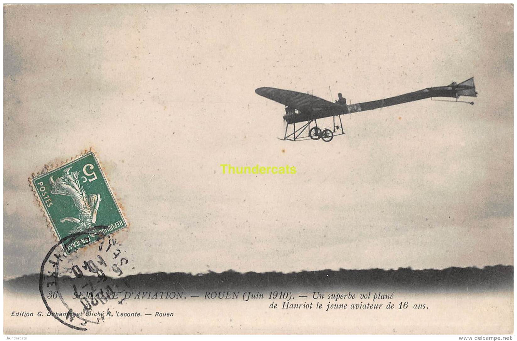 CPA AVIATION SEMAINE D'AVIATION ROUEN 1910 UN SUPERBE VOL PLANE DE HANRIOT LE JEUNE AVIATEUR DE 16 ANS - ....-1914: Précurseurs