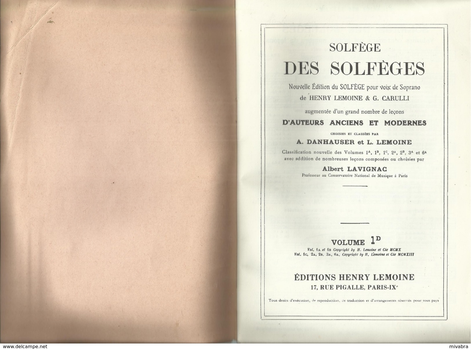 Solfege Des Solfeges: Nouvelle Edition Du Solfege Pour Voix De Soprano Grand Nombre De Leçons Volume 1D - Volksmusik