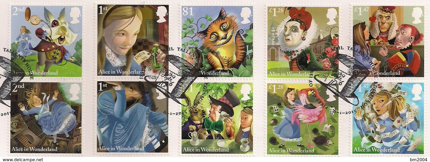 2015 Grossbritannien Mi. 3669-78 FD-used   150 Jahre Kinderbuch &bdquo;Alice Im Wunderland - Usati