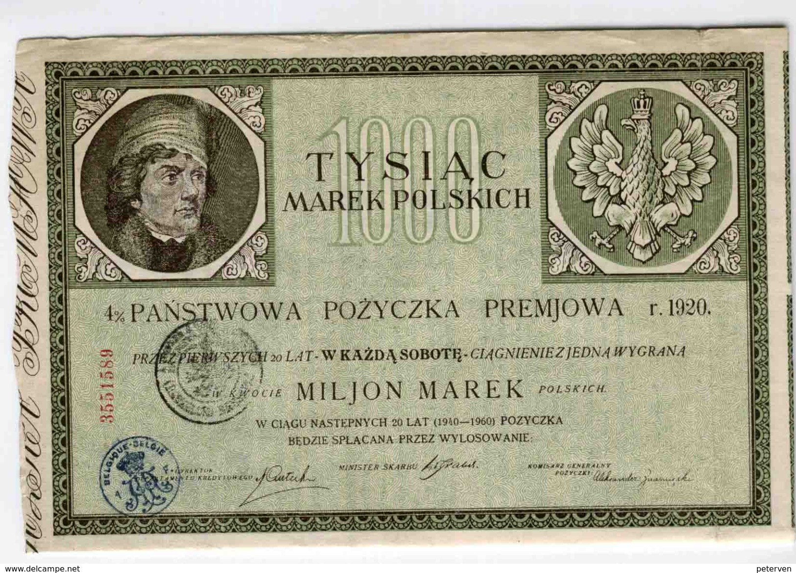 Pologne: Obligation De 1920 - Bank & Insurance