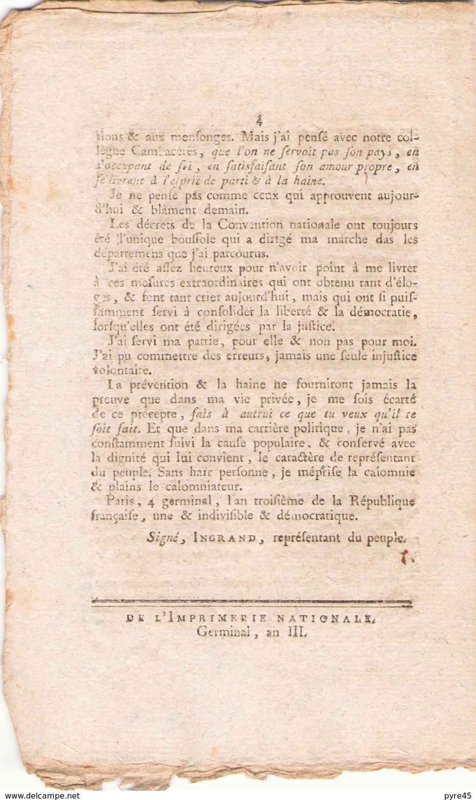 ADDITION AU COMPTE RENDU A LA CONVENTION NATIONALE LE 18 PLUVIOSE AN III - Decrees & Laws