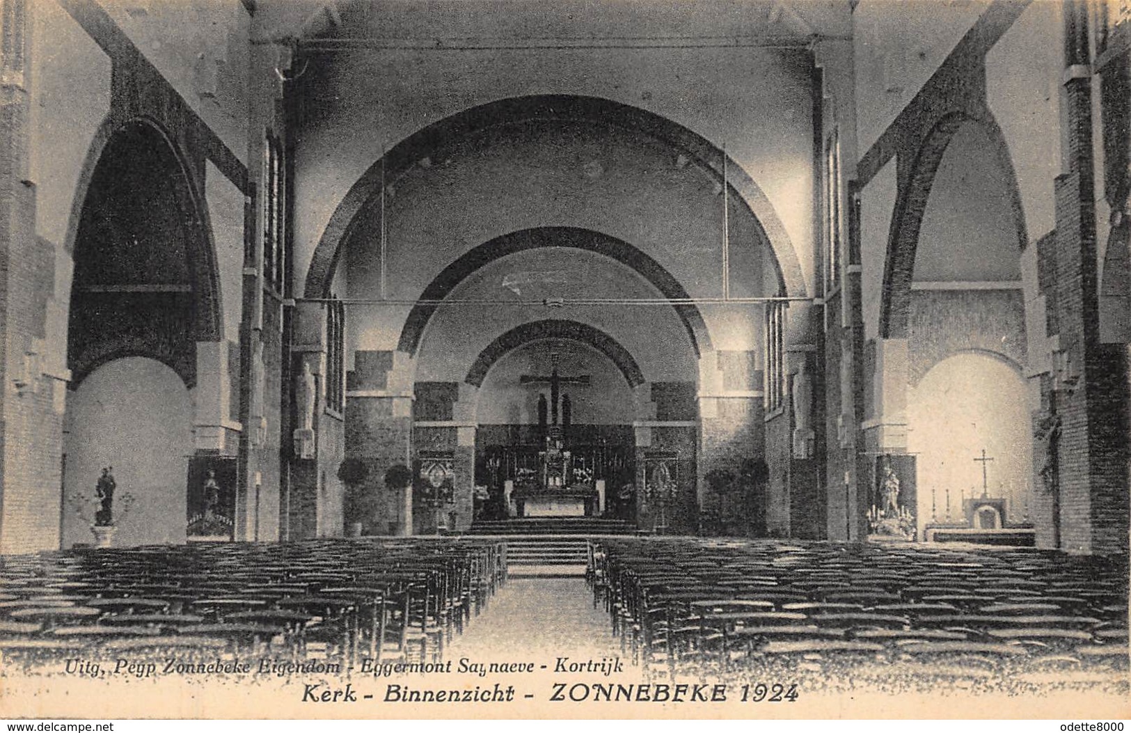 Zonnebeke Ieper    Kerk Binnenzicht     1924                 A 3752 - Zonnebeke