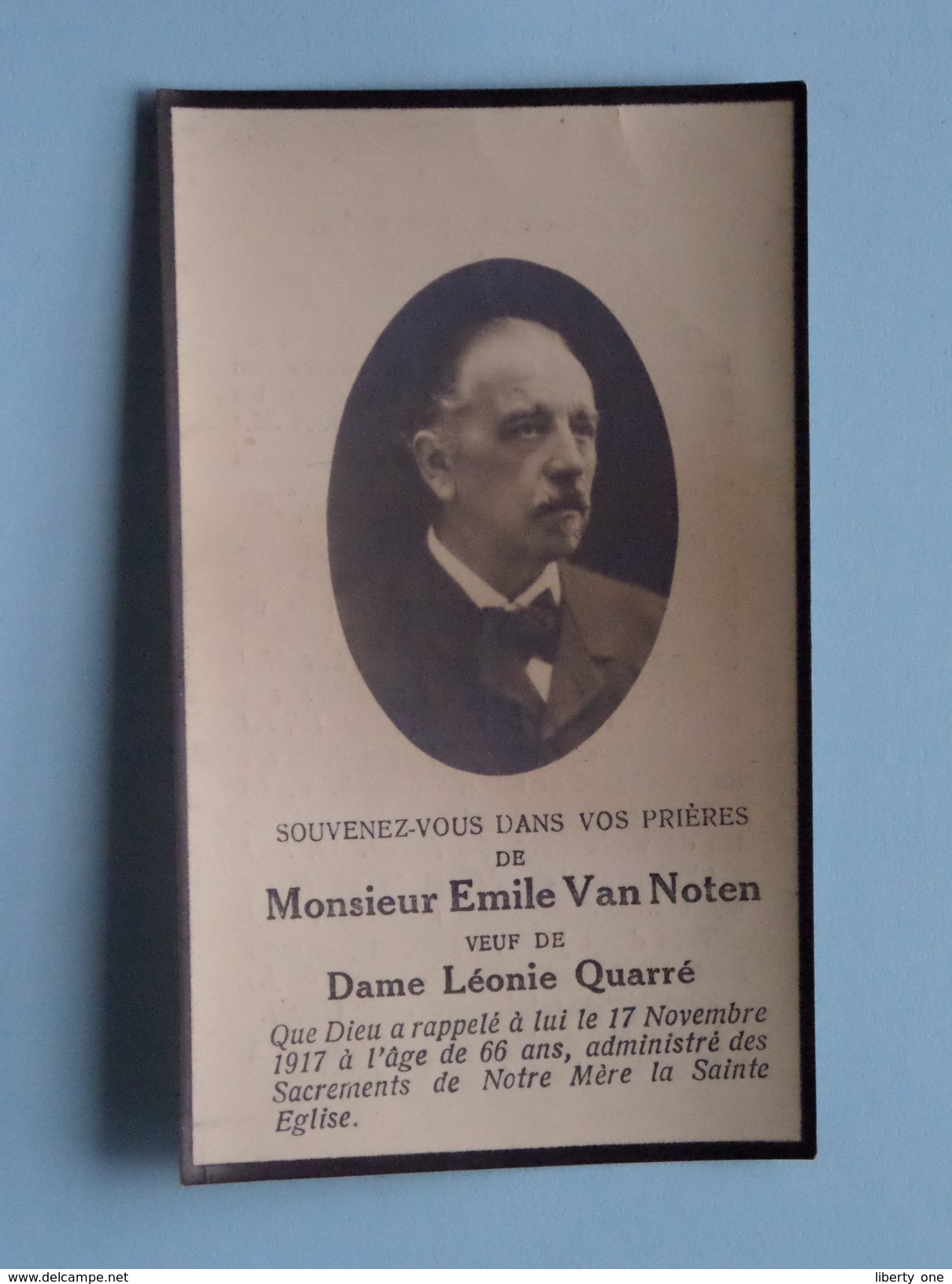 DP Emile Van NOTEN ( Veuf De Dame Léonie Quarré) 17 Nov 1917 à L'age De 66 Ans ( Zie Foto´s ) ! - Religión & Esoterismo