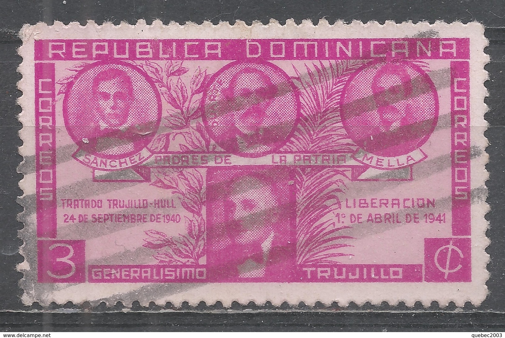 Dominican Republic 1941. Scott #369 (U) Sanchez, Duarte, Mella And Trujillo - Dominicaine (République)
