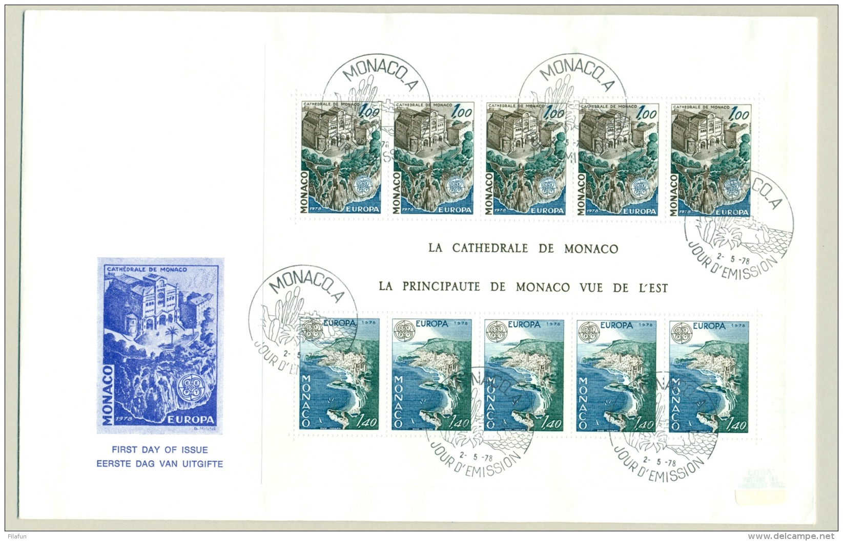 Monaco - 1978 - Block Mi 12, La Cathedrale En Vue De L'est De Monaco On Cover 1st Day - FDC