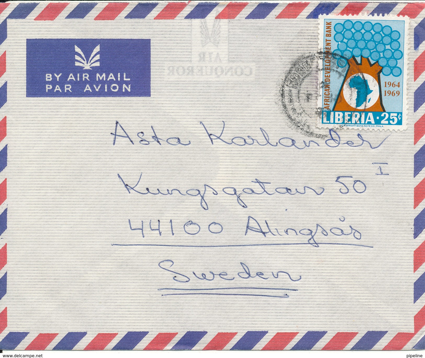 Liberia Air Mail Cover Sent To Sweden 1970 MAP On The Stamp - Liberia