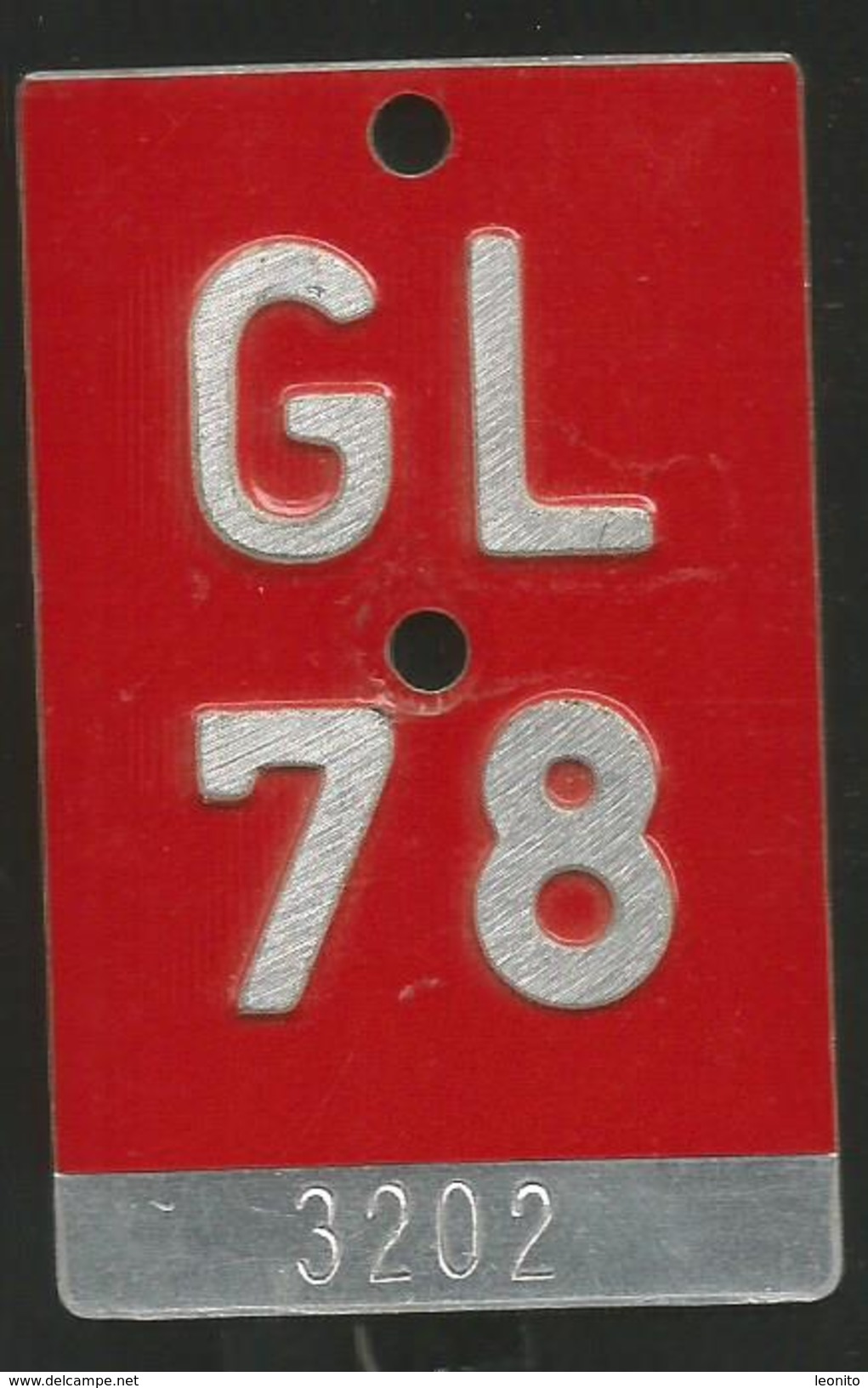 Velonummer Glarus GL 78 - Kennzeichen & Nummernschilder