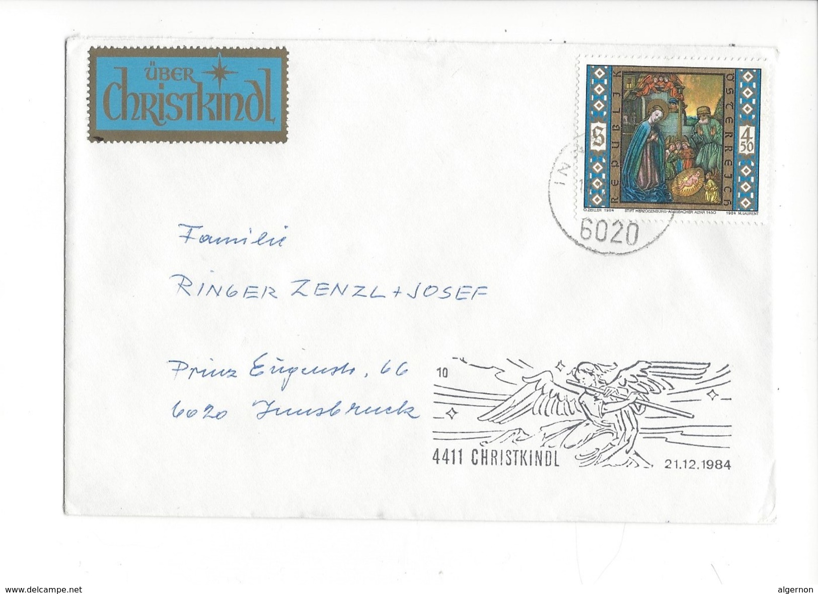 16045 - Christkindl Cover 21.12.1984 Pour Innsbruck + über Christkindl - Noël