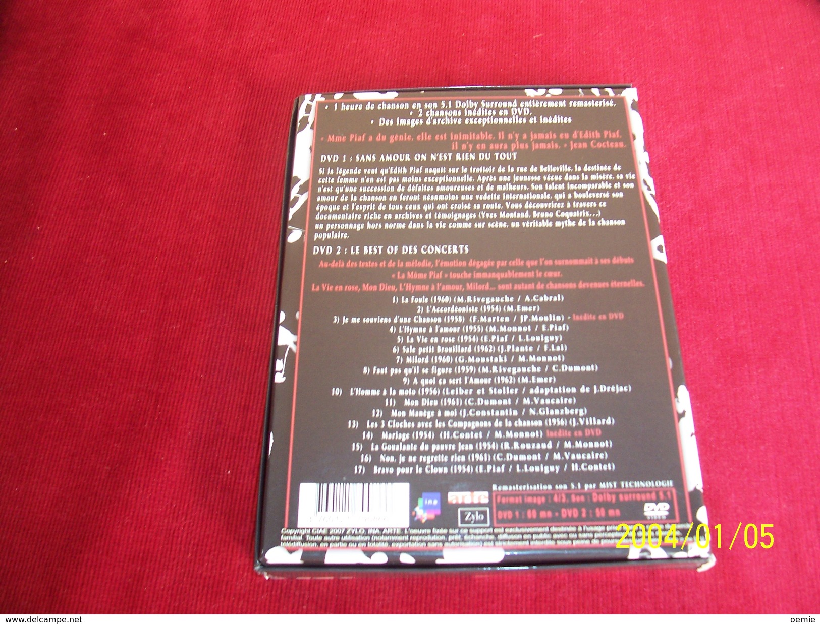 EDITH PIAF LE DOCUMENTAIRE SUR SA CARRIERE  ° LE BEST OF DE SES CONCERTS  DOUBLE DVD - Concert & Music