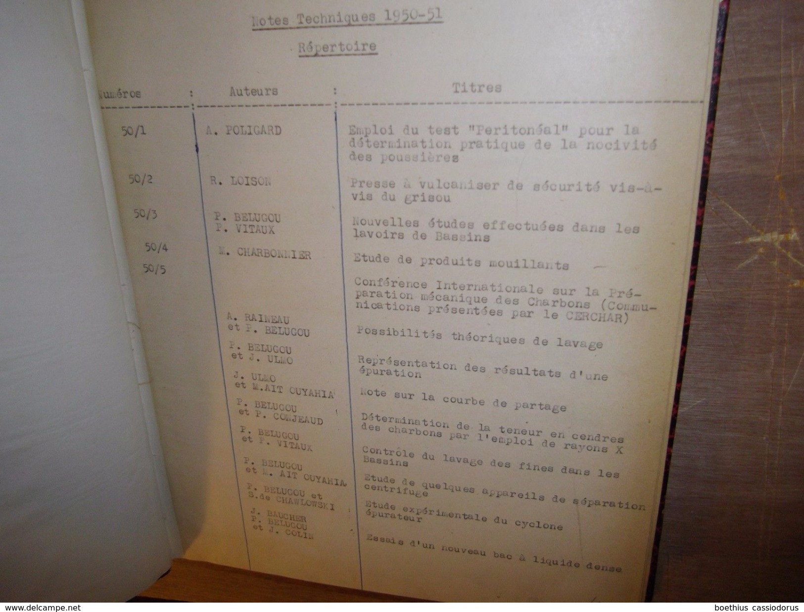 @ Mines, Mine, Charbon...Notes Techniques Du CERCHAR 1950/1951 Centre D'Etudes Et Recherches Des Charbonnages De France - Sciences