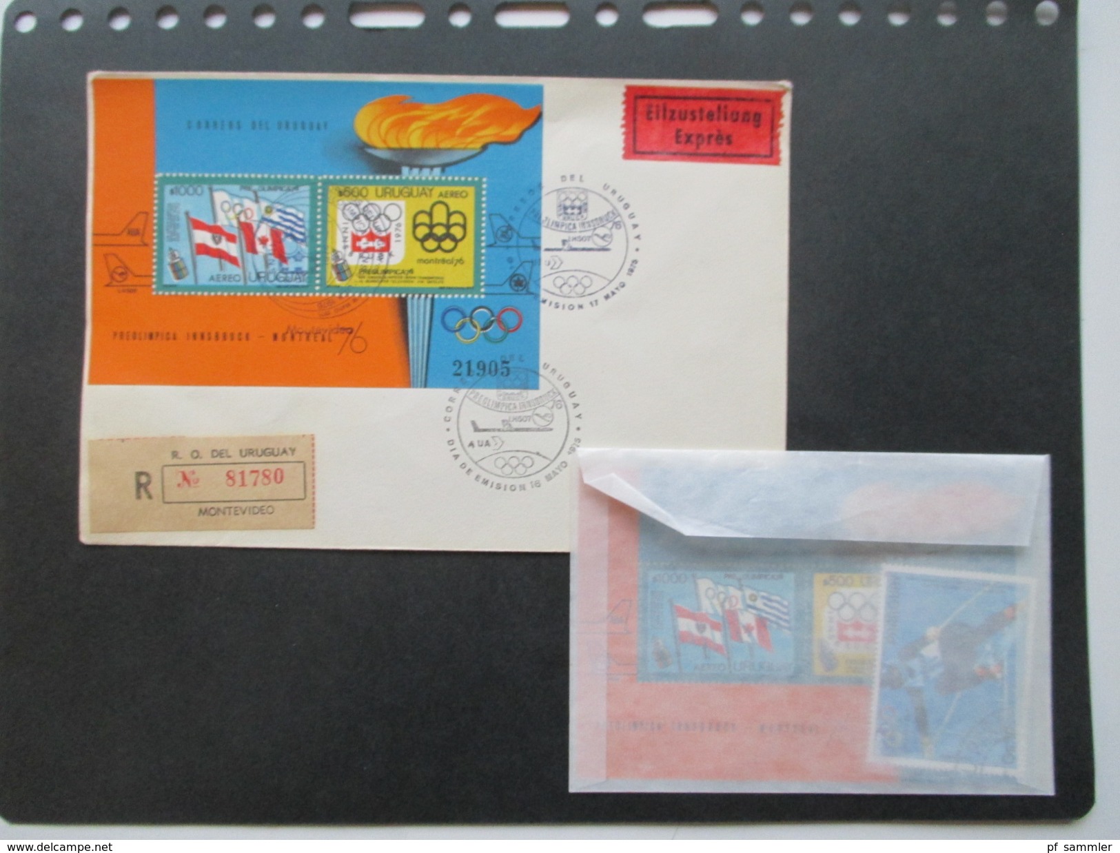 Urugugay 1975 Flugpost Block Nr. 25 Airmail / Expres Brief Und 1x Block 25 ** Katalogwert 84&euro; ++ Olympische Spiele - Uruguay