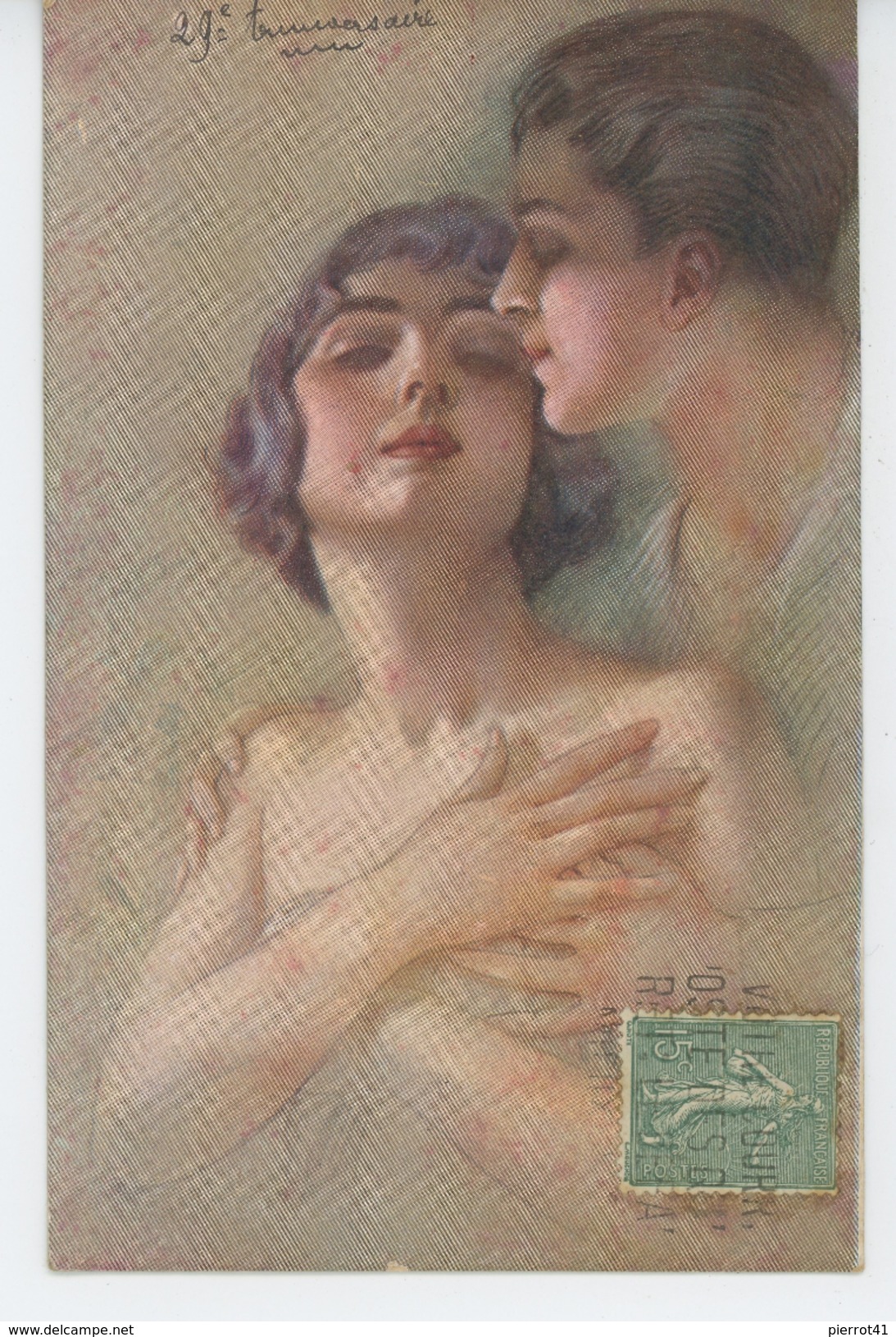 FEMMES - FRAU - LADY -  Jolie Carte Fantaisie Italienne Portrait Couple Amoureux - GUERINONI ? - Guerinoni