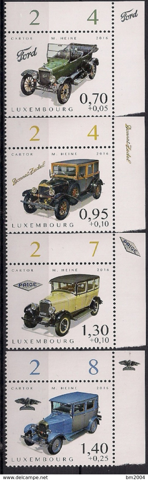 2016 Luxemburg Mi. 2109-12  **MNH   Alte Kraftfahrzeuge - Unused Stamps