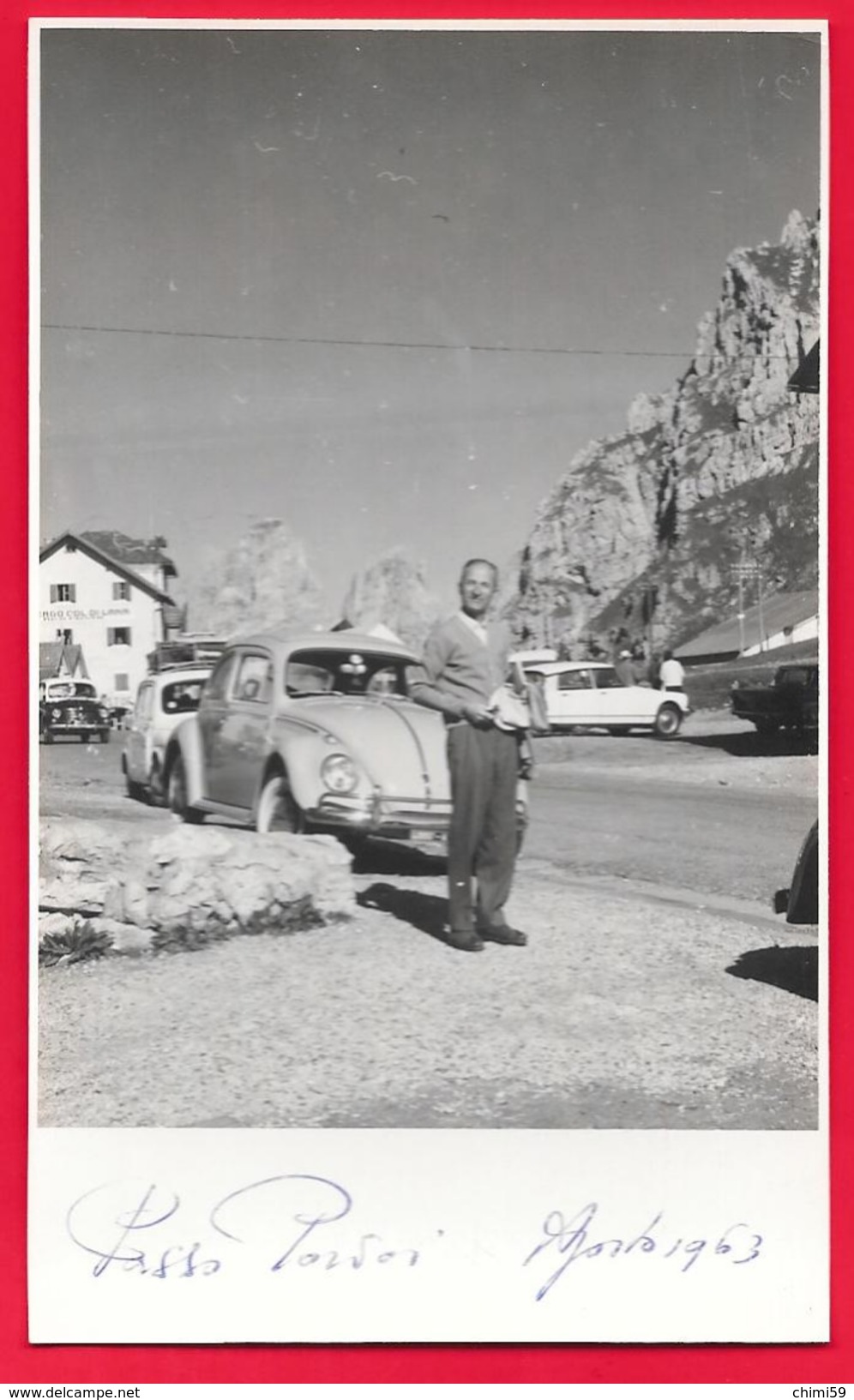 AUTO CAR VOITURE VOLKSWAGEN ???? - FOTO CARTOLINA - PASSO PORDOI - 1963 - Automobili