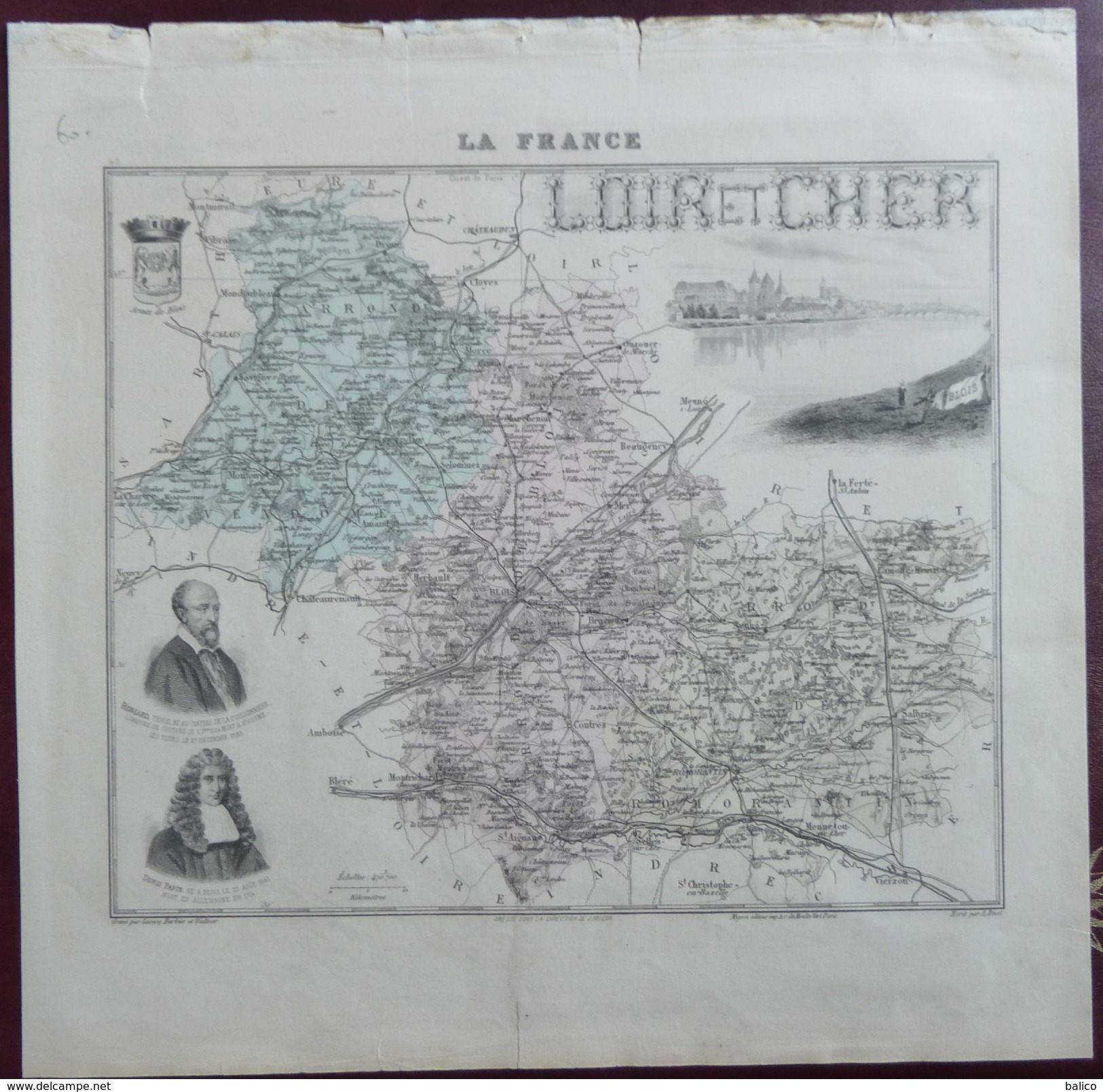 Gravure 19 ème.  Atlas Migeon  1872 CARTE DU DÉPARTEMENT  "Loir Et Cher 41" - - Landkarten