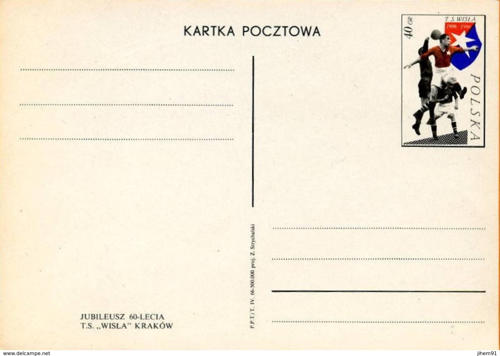 POLOGNE - Entier Postal 1966  - Football Club T.S. Wisla A 1906 / 1966 - Stamped Stationery