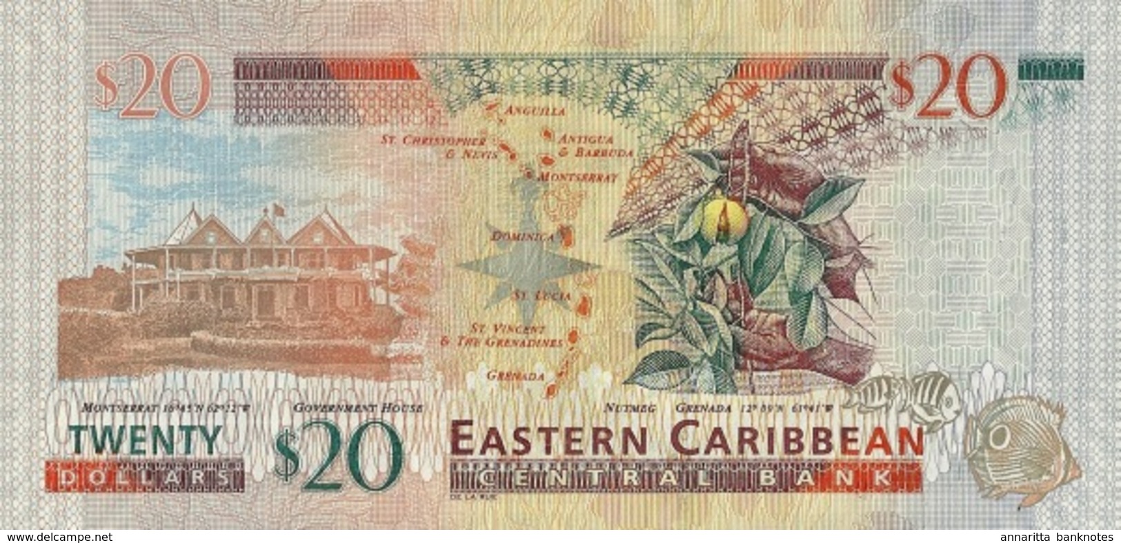 EAST CARIBBEAN STATES 20 DOLLARS ND (2012) P-53 UNC WITH MARKS FOR THE BLIND [ECS237a] - Ostkaribik