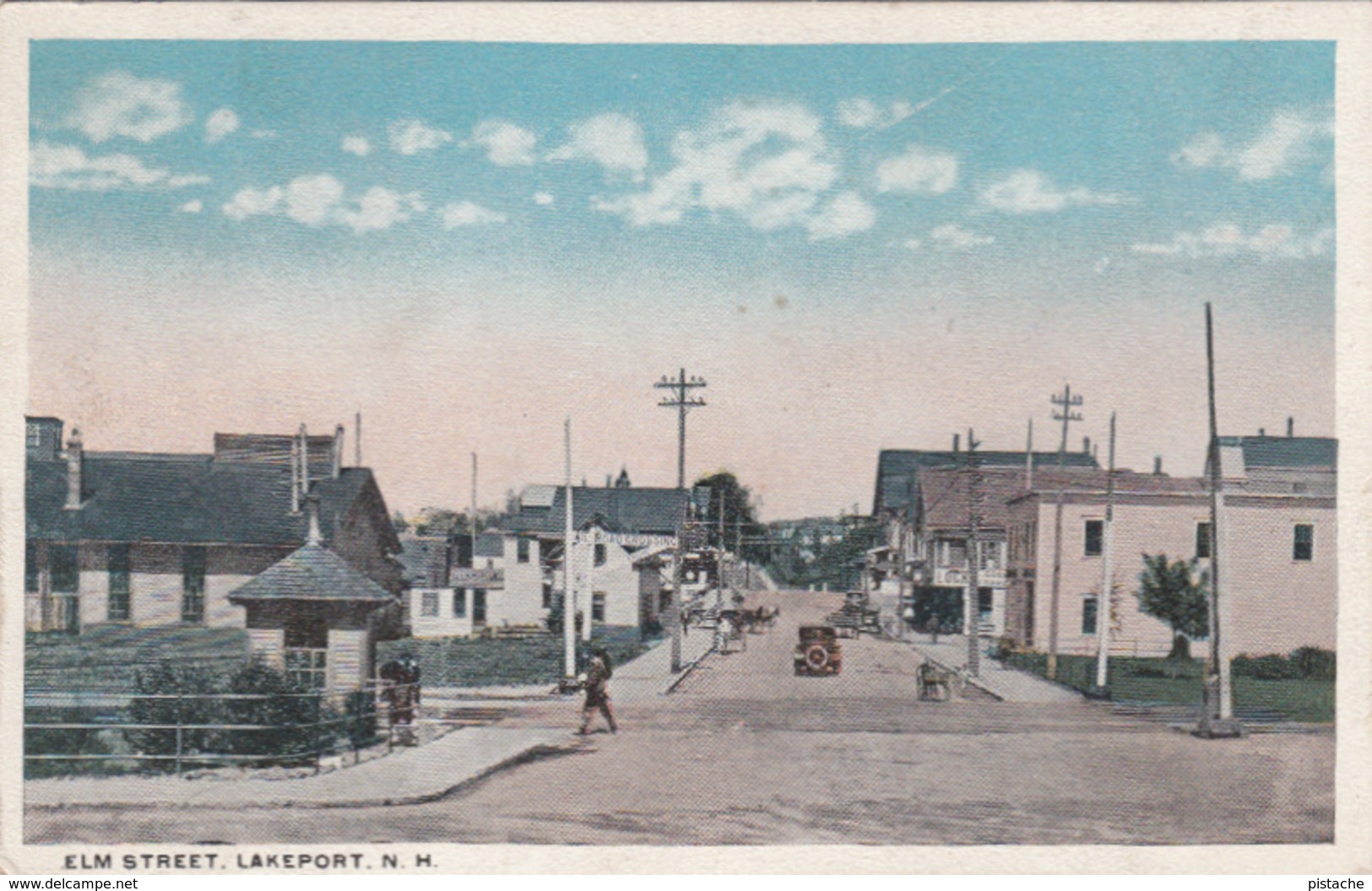 Vintage 1915-1925 - Elm Street Lakeport New Hampshire - Animated Cars - 2 Scans - Other & Unclassified