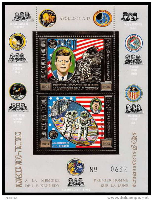 58/ Khmère Cambodge (Cambodia) ** MNH N° 31 / F Espace (space) (gold Stamps) KENNEDY Armstrong Apollo - Kampuchea