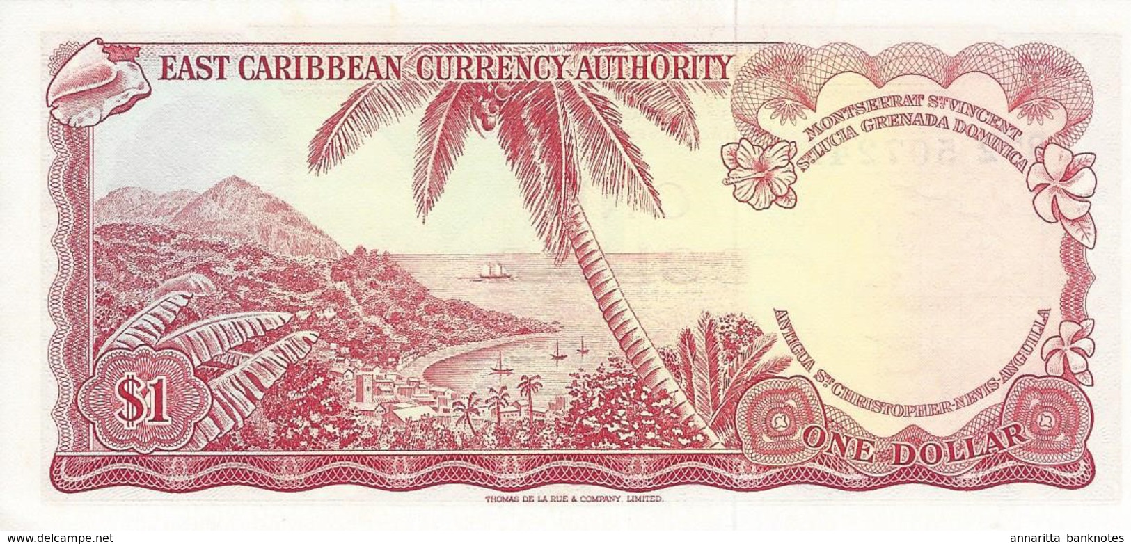 EAST CARIBBEAN STATES 1 DOLLAR ND (1974) P-13g UNC- S/N B72 507241 [ECS101c10] - Caraibi Orientale