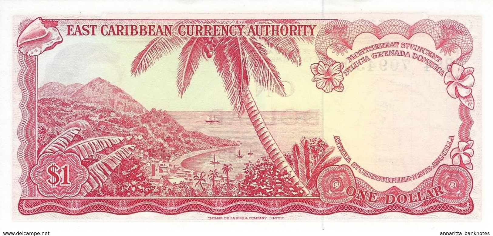 EAST CARIBBEAN STATES 1 DOLLAR ND (1974) P-13g UNC S/N B84 709430 [ECS101c10] - Caraïbes Orientales