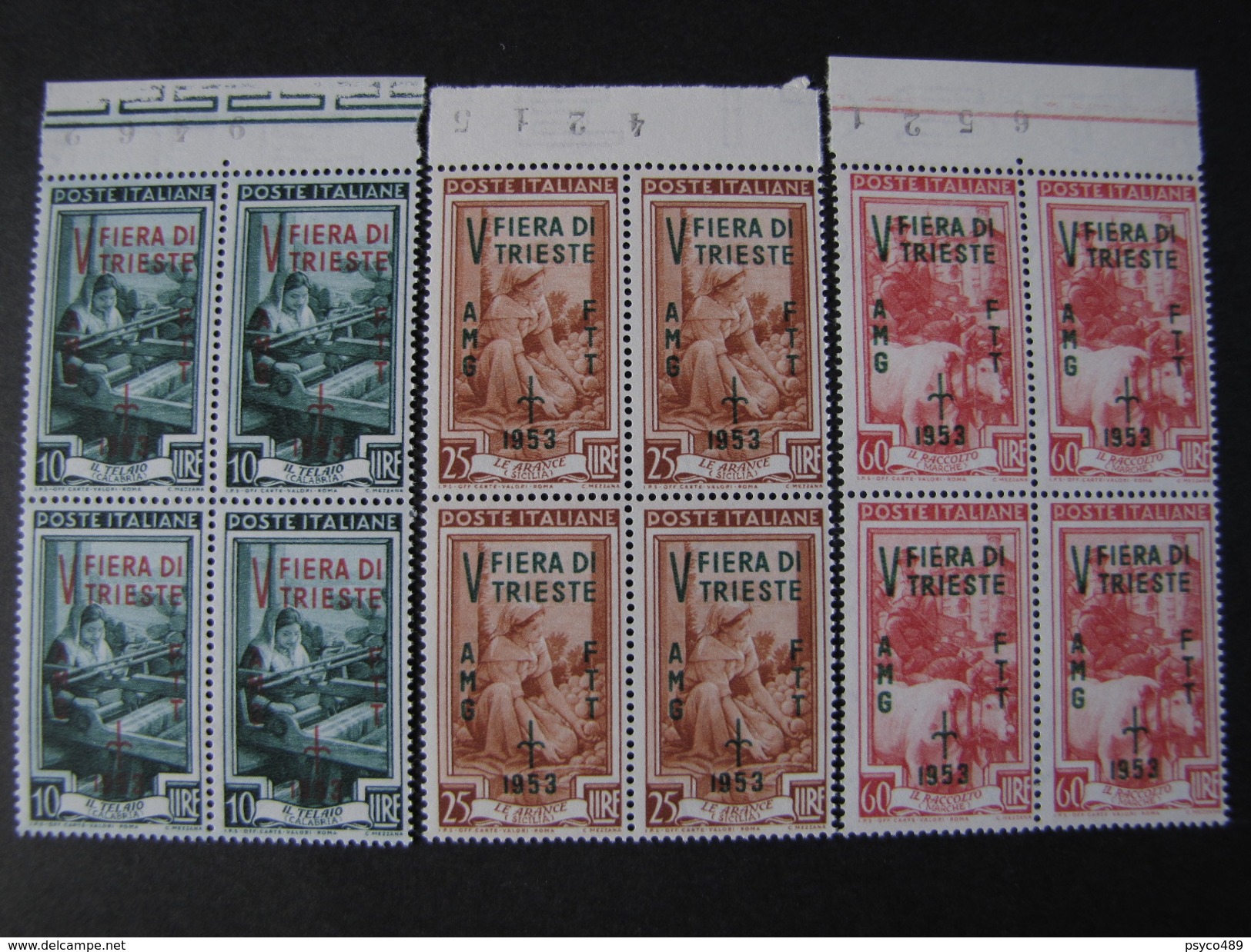 ITALIA Trieste AMG-FTT -1953- "Fiera Trieste" Cpl. 3 Val. Quartina MNH** (descrizione) - Nuovi