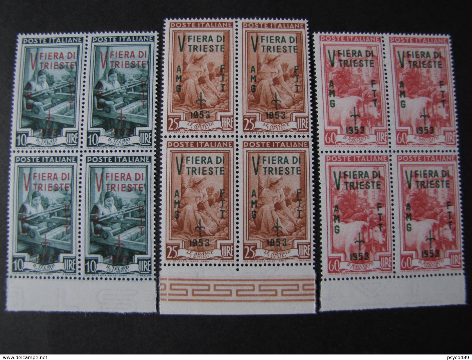 ITALIA Trieste AMG-FTT -1953- "Fiera Trieste" Cpl. 3 Val. Quartina MNH** (descrizione) - Nuovi