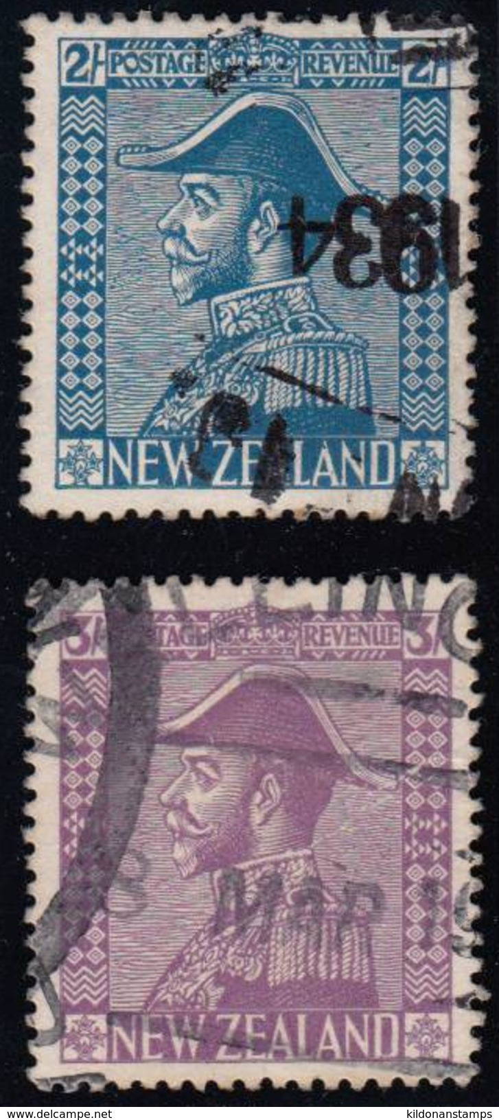 New Zealand 1926 Admirals,2s. & 3s., Cancelled, See Note, Sc# 182-183, SG 469-470 - Used Stamps