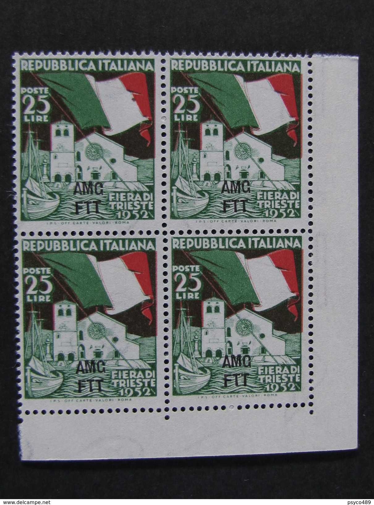 ITALIA Trieste AMG-FTT -1952- "Fiera Trieste" £. 25 Quartina MNH** (descrizione) - Nuovi