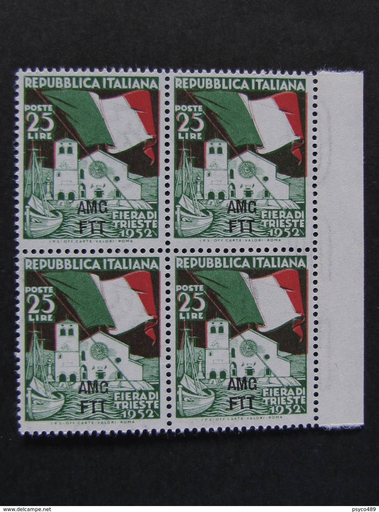 ITALIA Trieste AMG-FTT -1952- "Fiera Trieste" £. 25 Quartina MNH** (descrizione) - Nuovi