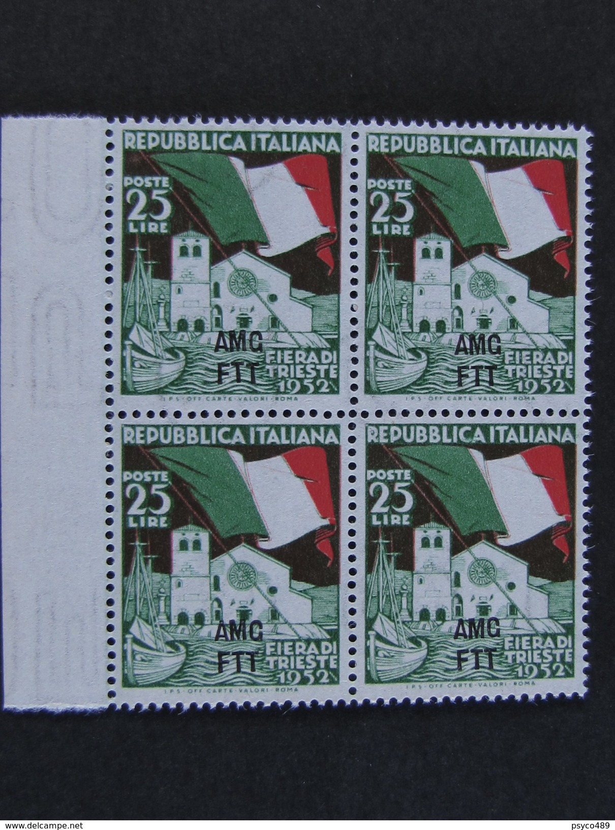 ITALIA Trieste AMG-FTT -1952- "Fiera Trieste" £. 25 Quartina MNH** (descrizione) - Nuovi