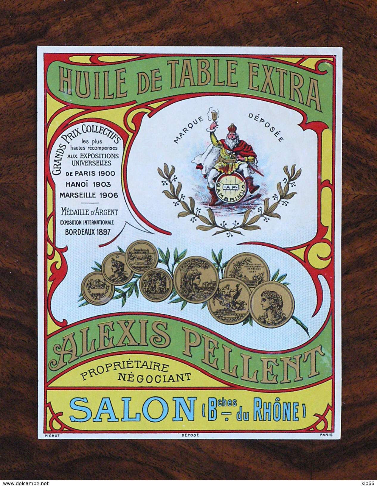 Ancienne Étiquette Huile, Salon Bouches Du Rhône, Gambrinus (bière), Années 1900 - Publicités