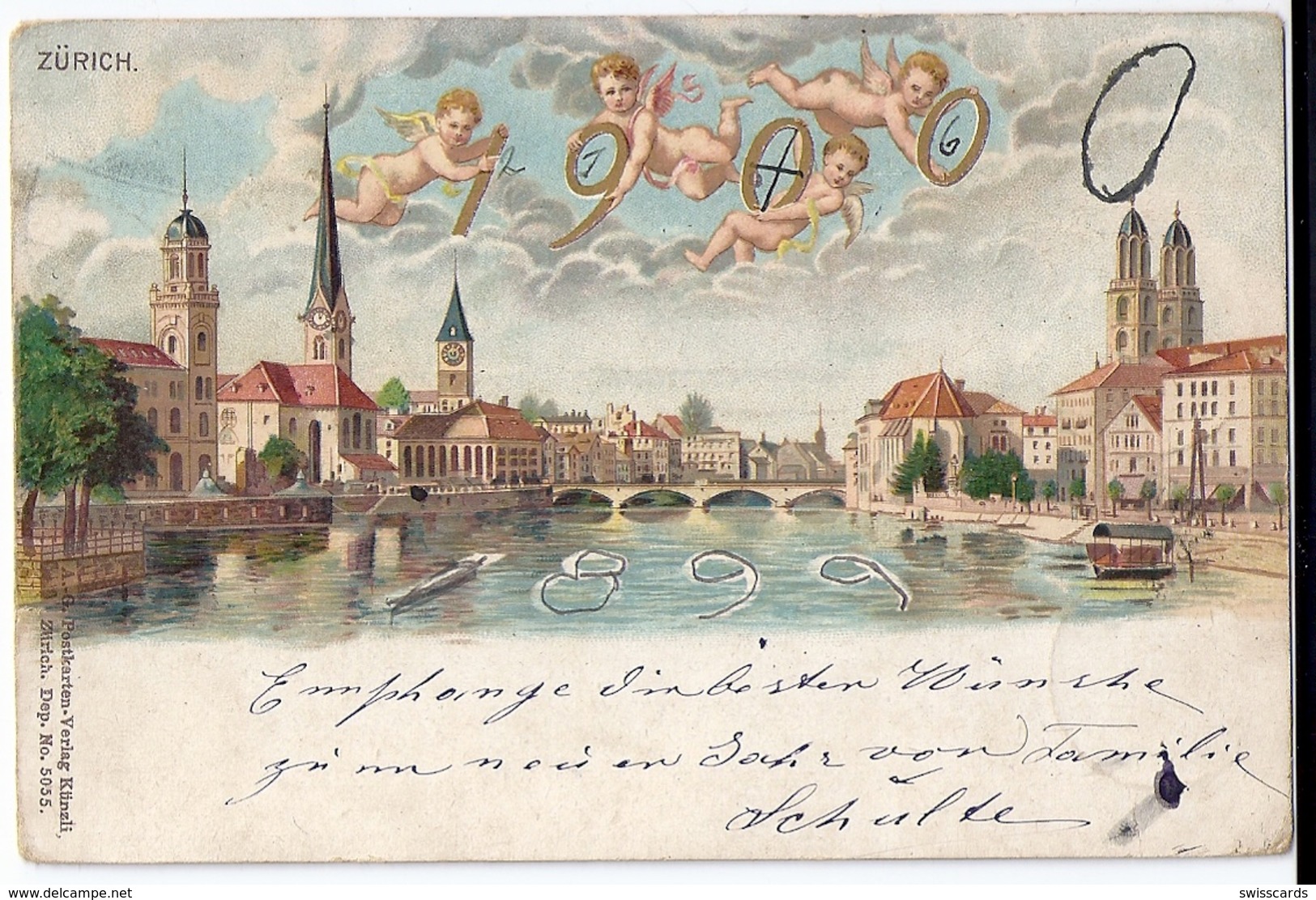 Jahrhundertwechsel 1899-1900 In ZÜRICH, Stempel: 31.12.1899 - Nieuwjaar