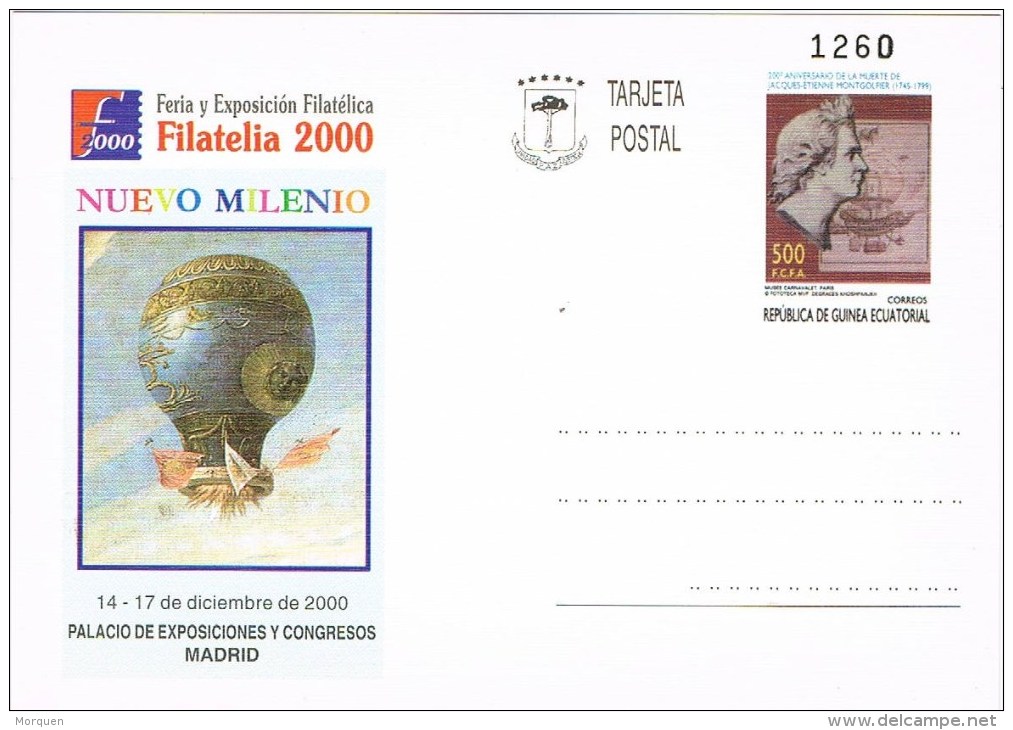 7070. Entero Postal GUINEA ECUATORIAL Española , Globus Filatelia 2000, Num 8 ** - Guinea Spagnola