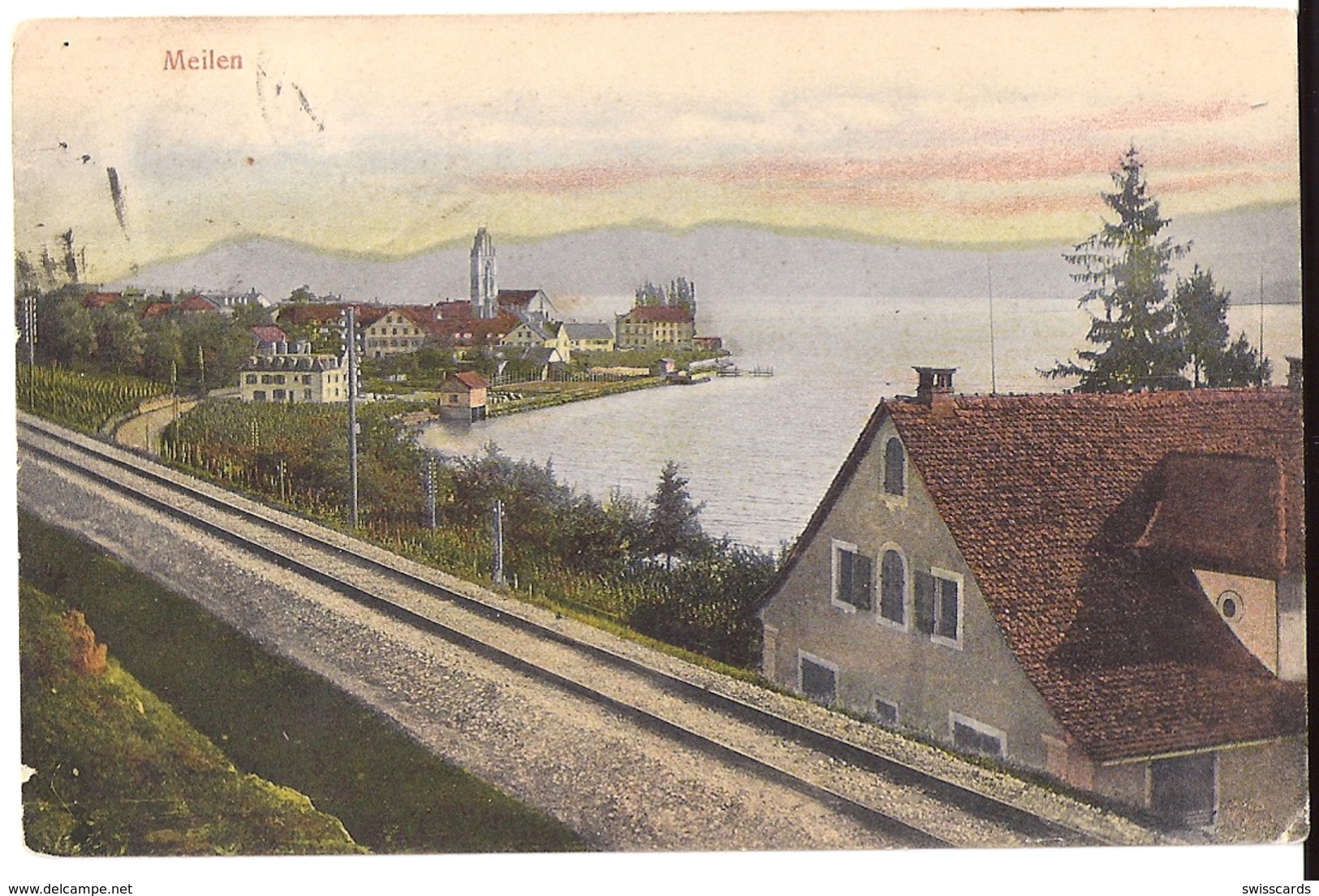 MEILEN: Bahnlinie Mit Dorf, Coloriert 1911 - Dorf