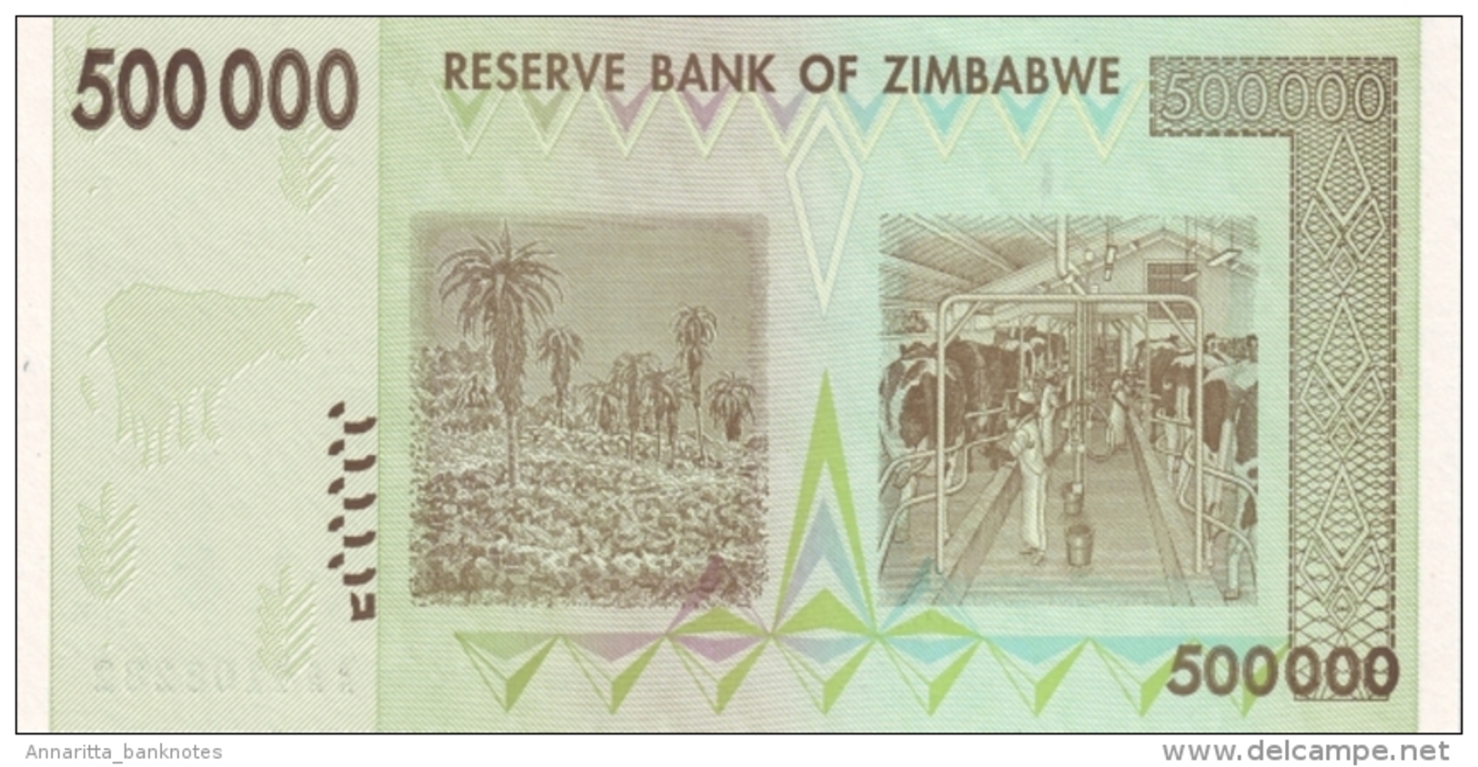 ZIMBABWE 500000 DOLLARS 2008 P-76 UNC  [ZW167a] - Zimbabwe