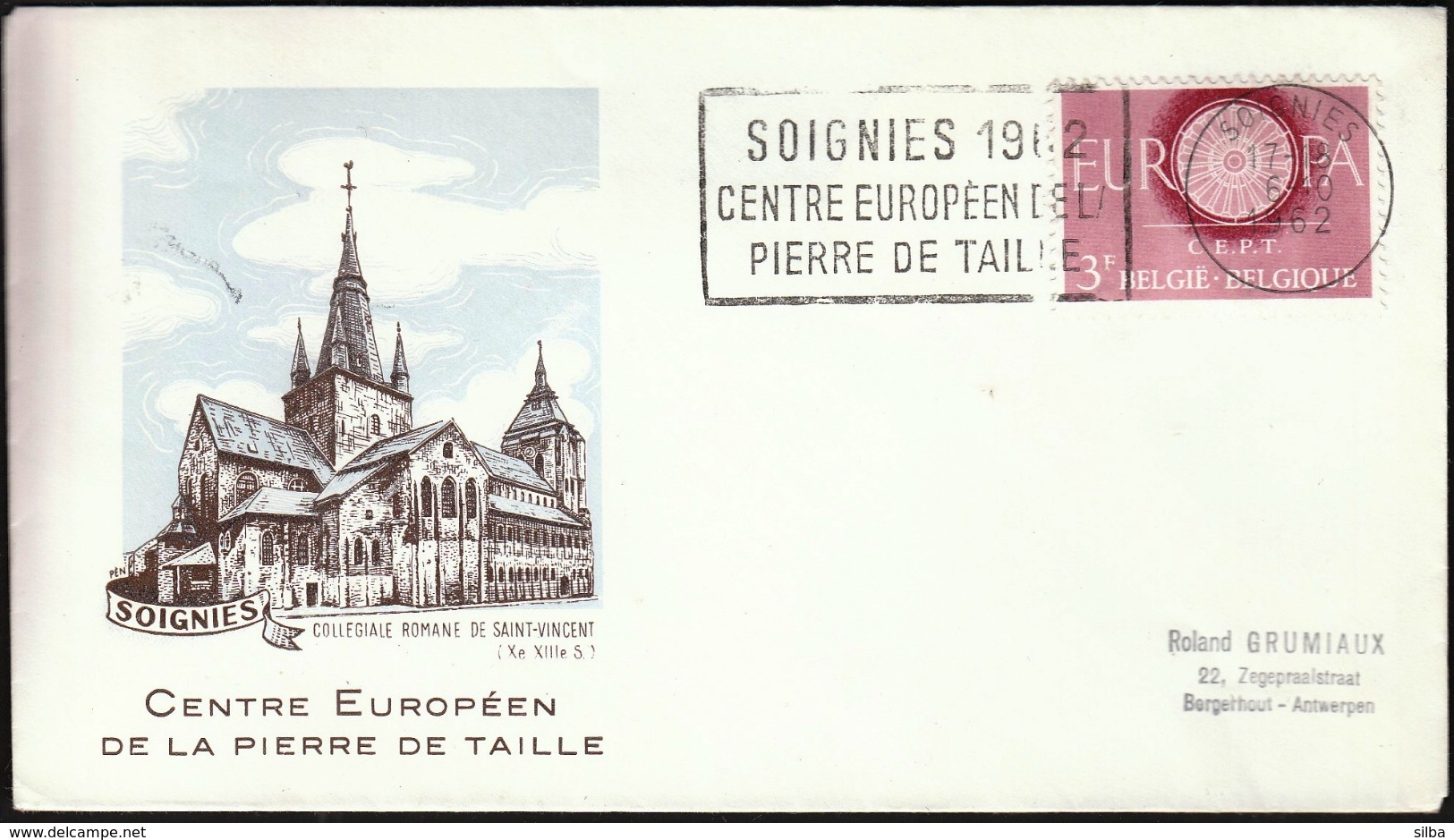 Belgium Soignies 1962 / Centre Européen De La Pierre De Taille / Church / Machine Stamp - Institutions Européennes