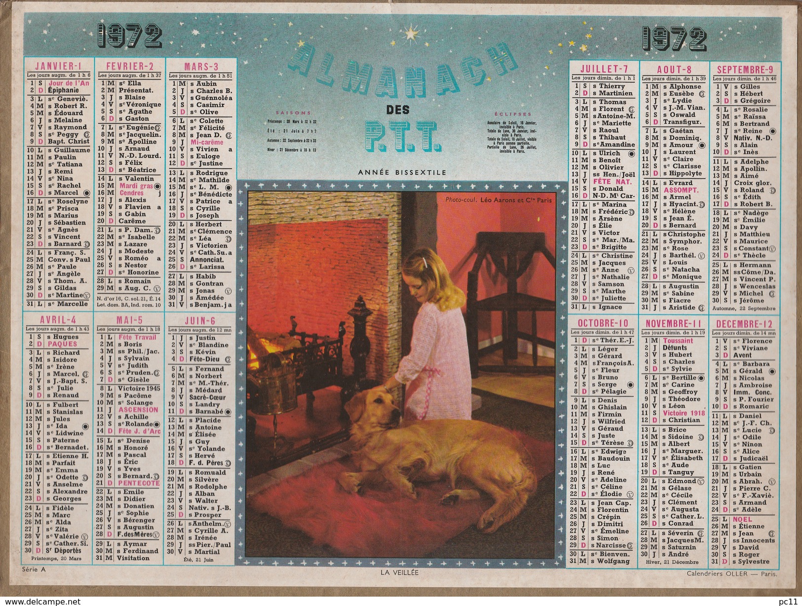 ALMANACH Des PTT:  1972 :  - 89 - YONNE  - - Grand Format : 1971-80