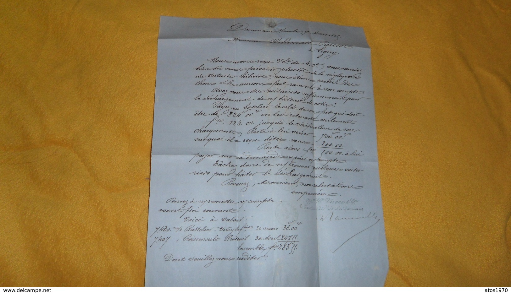 LETTRE ANCIENNE DE 1865.  / DAMMARIE SUR SAULT A LIGNY. / CACHETS + TIMBRE + OBLIT. 1268 GC. - 1849-1876: Periodo Classico