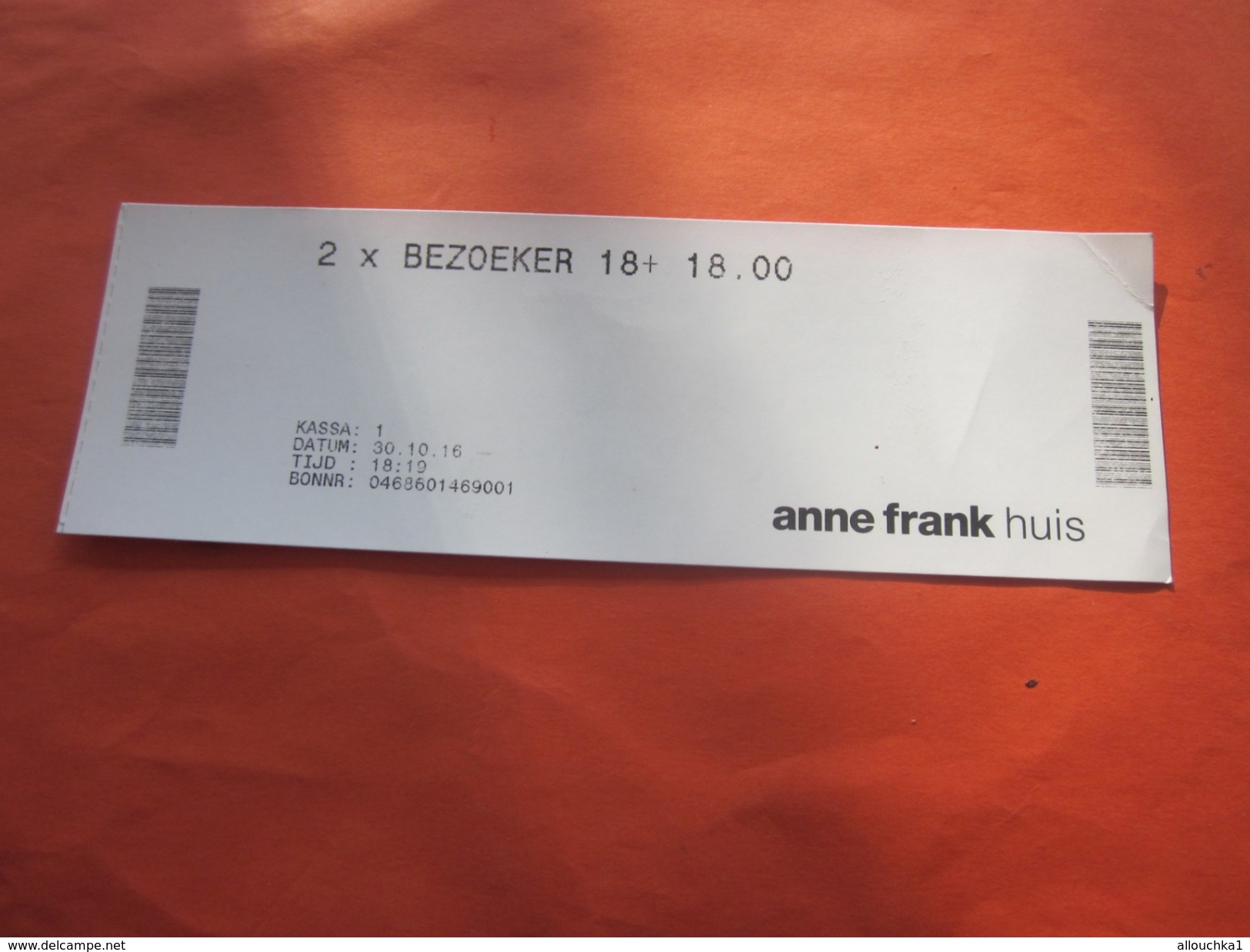 Muséum-Musée Anne Frank Huis House Biglietto Vieux Papiers >Ticket D'entrée >Entry Billet Amsterdam Europe With A Story - Tickets - Vouchers