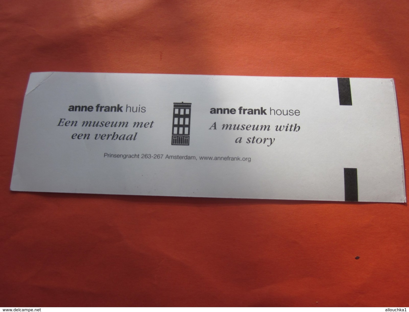 Muséum-Musée Anne Frank Huis House Biglietto Vieux Papiers >Ticket D'entrée >Entry Billet Amsterdam Europe With A Story - Tickets - Vouchers