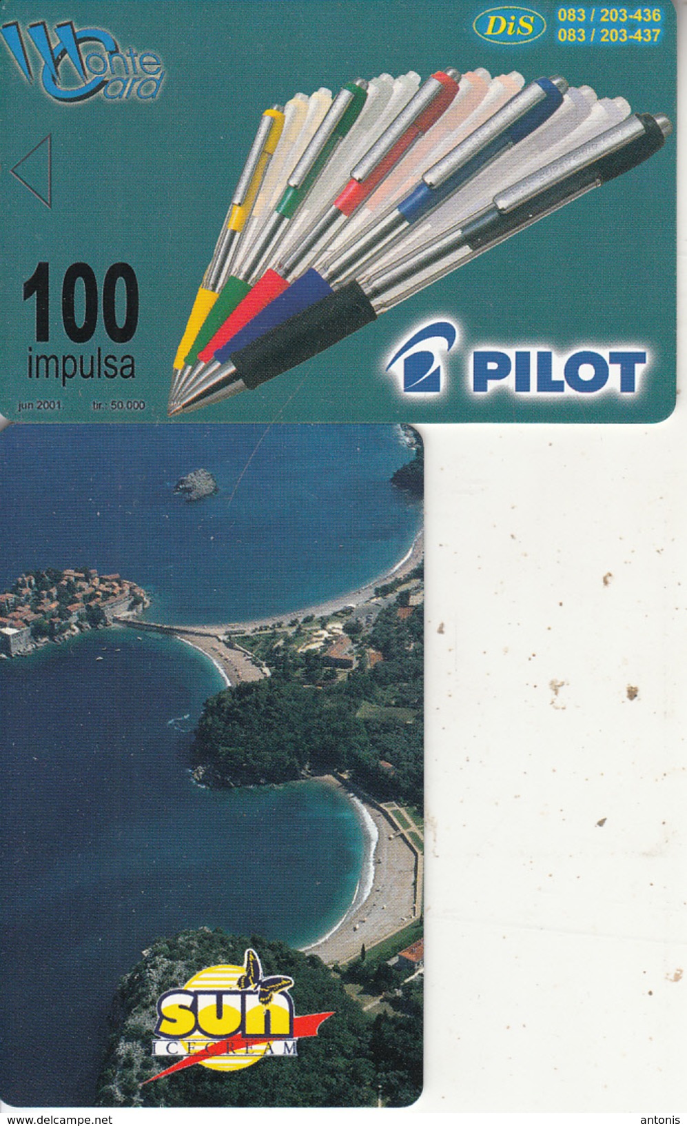 MONTENEGRO - Pilot Pens/SUN Ice Cream, Coast Of Montenegro, Tirage 50000, 06/01, Sample(no Chip, No CN) - Montenegro