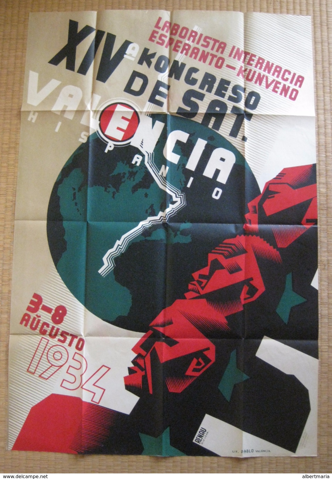 Poster About The 14th SAT Conference In Valencia 1934 - Afi&#x15D;o Pri 14a SAT-Kongreso En Valencio En 1934 - Affiches